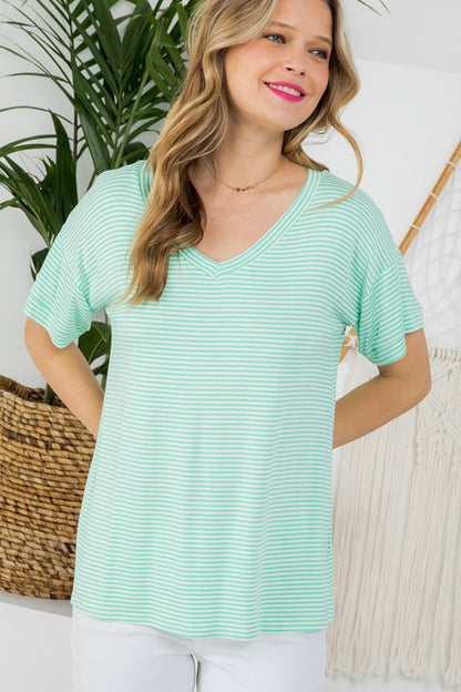 PLUS PIN STRIPE BOXY TOP