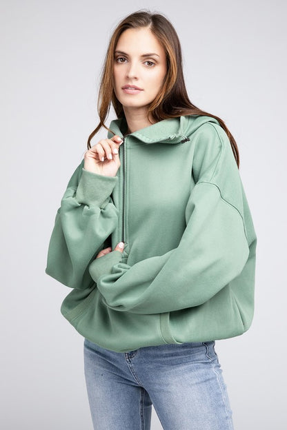 Stitch Detailed Elastic Hem Hoodie