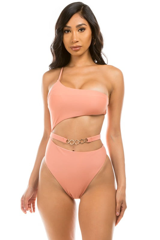 Peach Chic Belt One-Piece