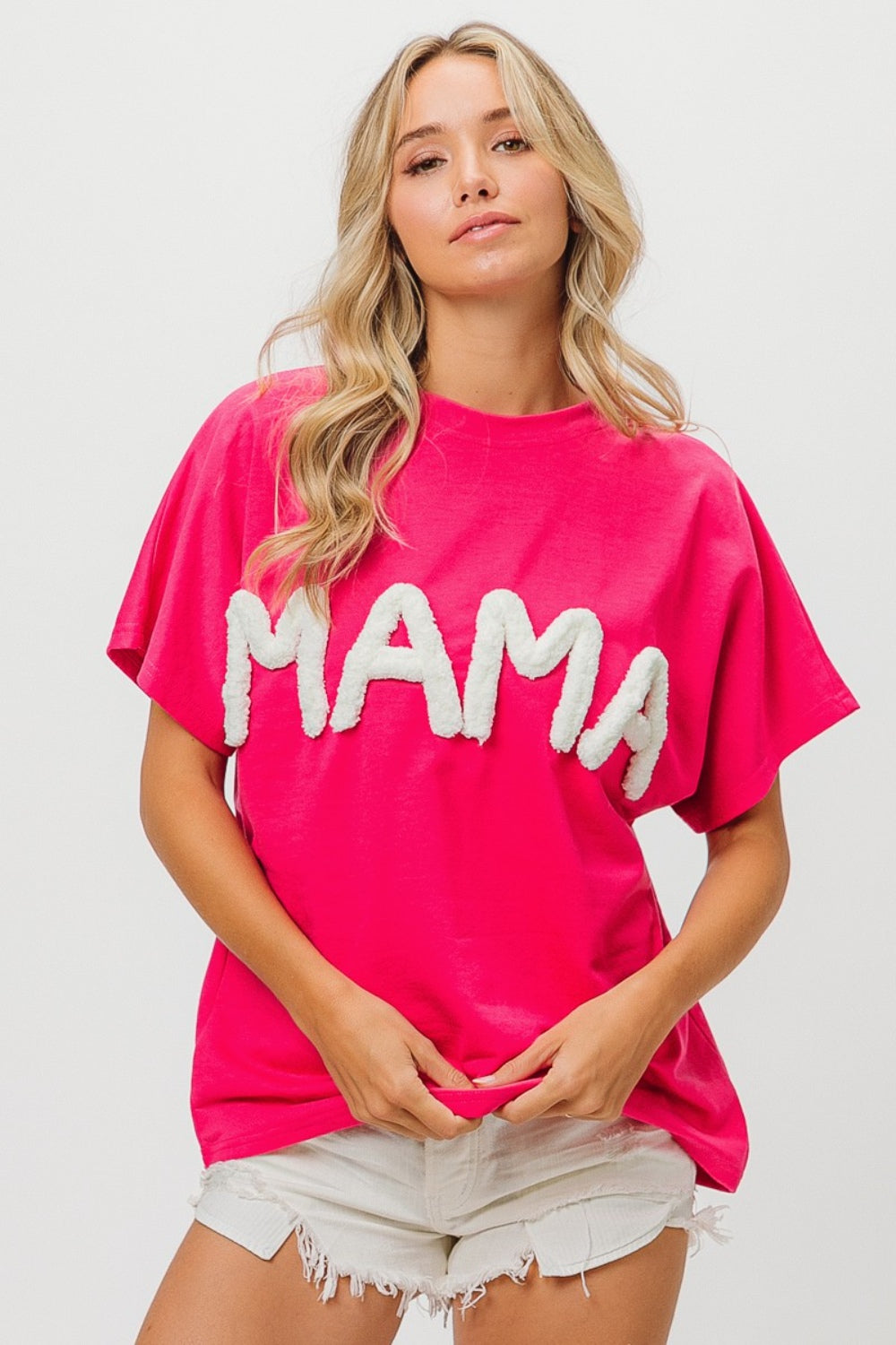 Fuchsia Round Neck Short Sleeve T-Shirt