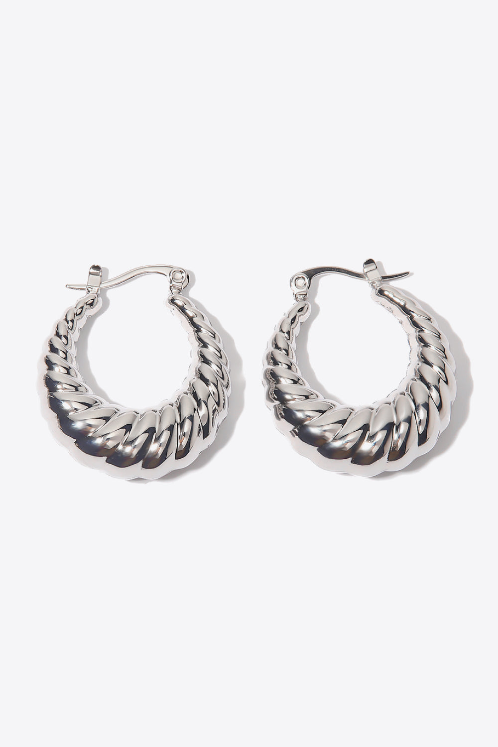 Textured Stainless Steel Hoop Earrings