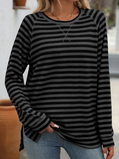 Striped Round Neck Long Sleeve T-Shirt