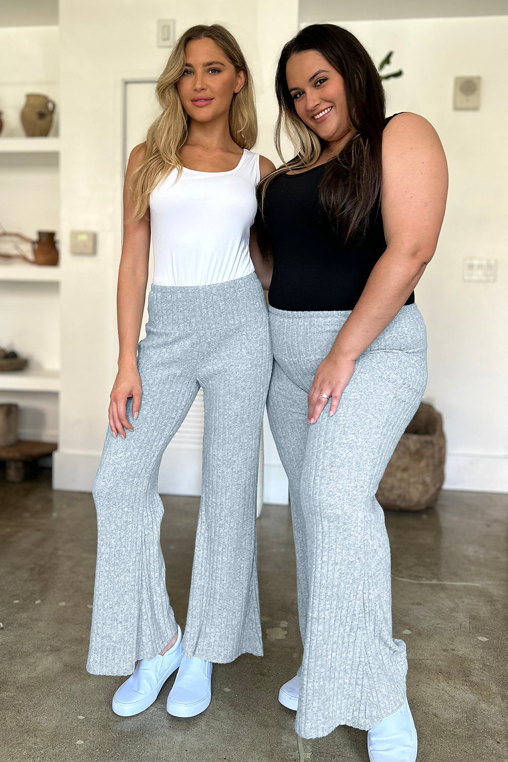 Ribbed High Waist Flare Pants