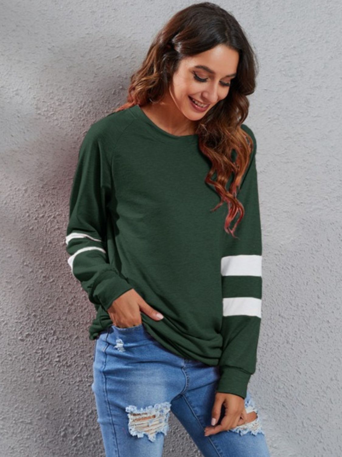 Full Size Striped Round Neck Long Sleeve T-Shirt