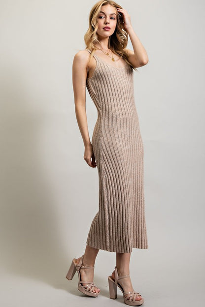 RIBBED-KNIT MAXI DRESS