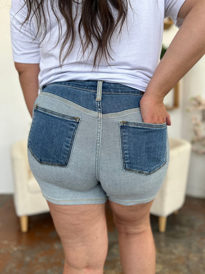 Judy Blue Full Size Color Block Denim Shorts