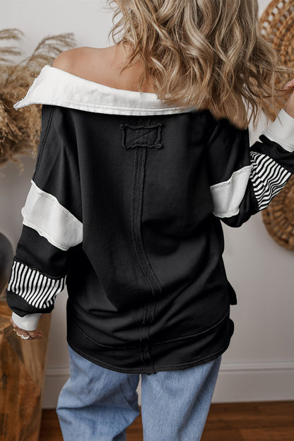 Collared Neck Long Sleeve Sweatshirt