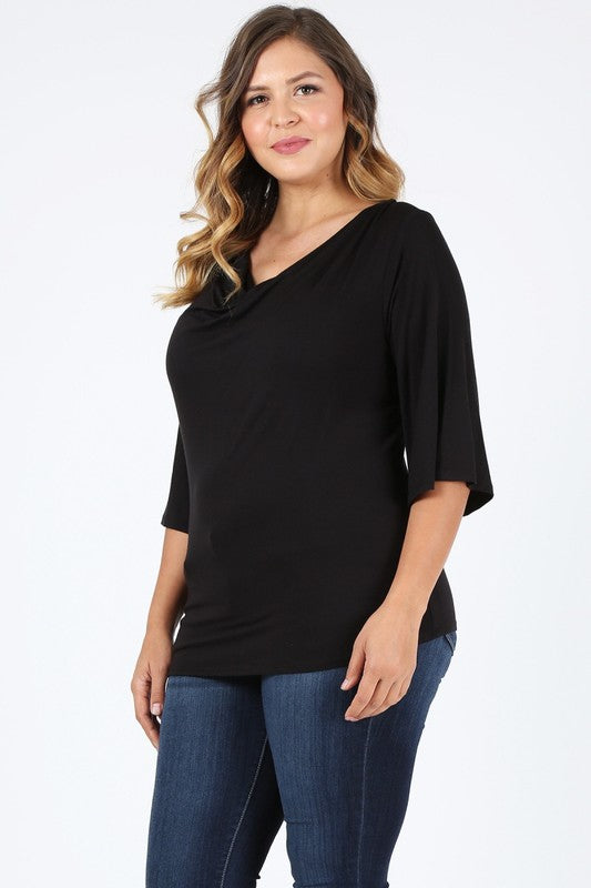 Plus size cowl neck basic top