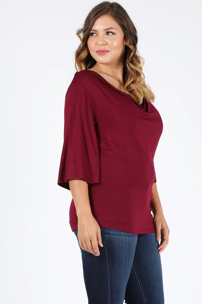 Plus size cowl neck basic top