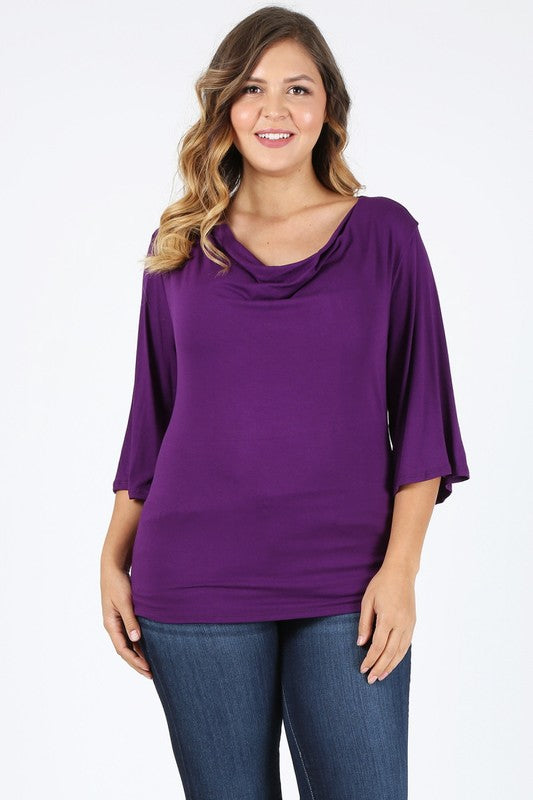 Plus size cowl neck basic top