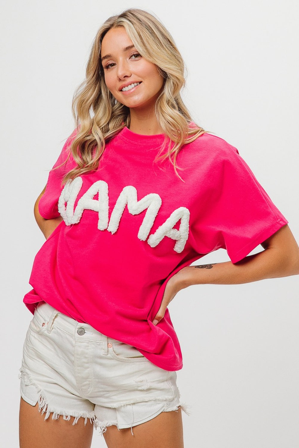 Fuchsia Round Neck Short Sleeve T-Shirt
