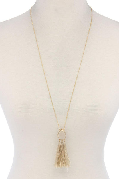 Teardrop Shape Tassel Pendant Necklace