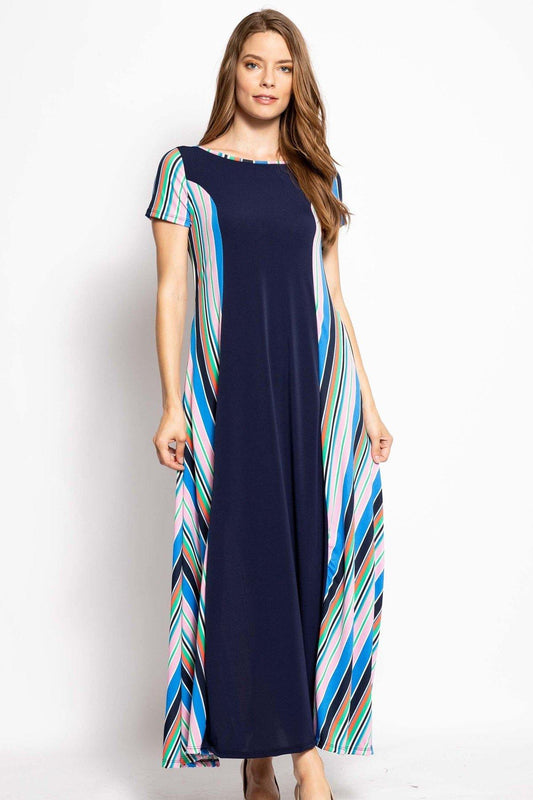 Black & Blue Summer Maxi Dress