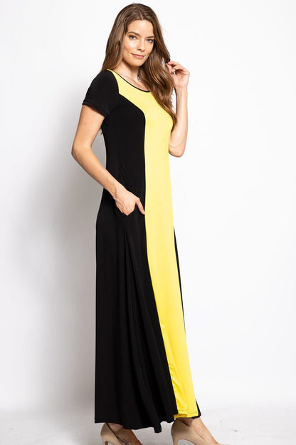 Black& Yellow Summer Maxi Dress