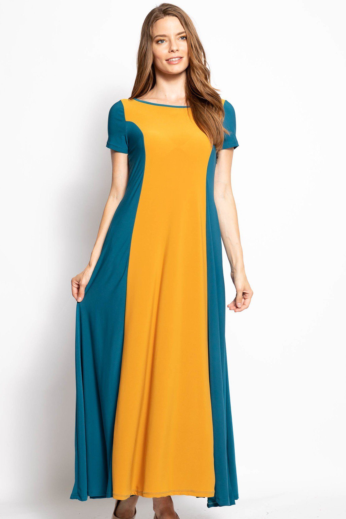 Teal & Orange Summer Maxi Dress