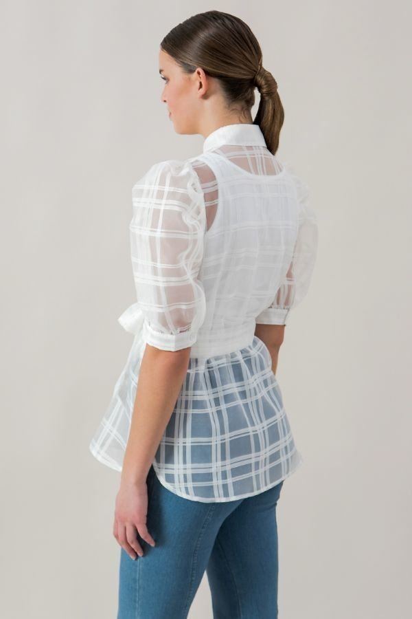 White See-thru Mini Length Organza Top