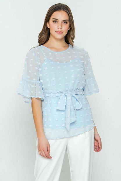 Light Blue Pom-pom Top