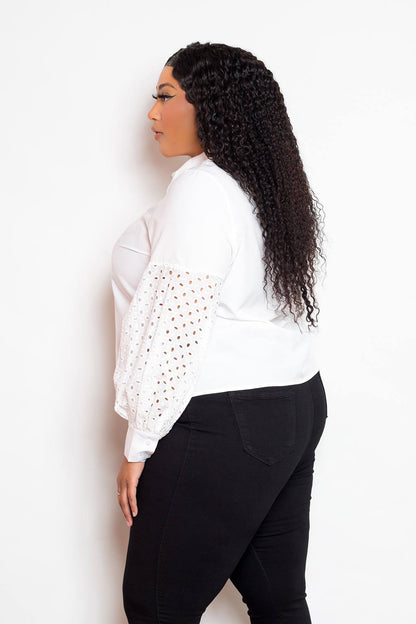 White Blouse With Punched Sleeves