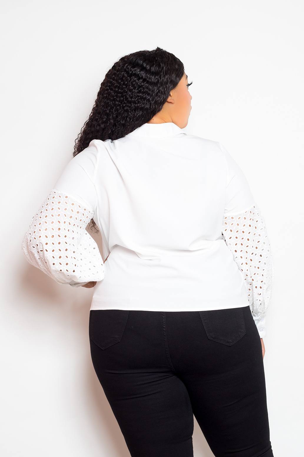 White Blouse With Punched Sleeves