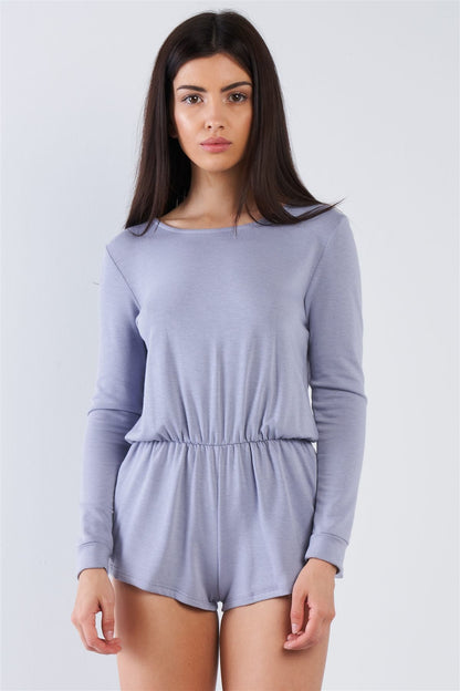 Light Purple Comfy Tie-back Long Sleeve Romper