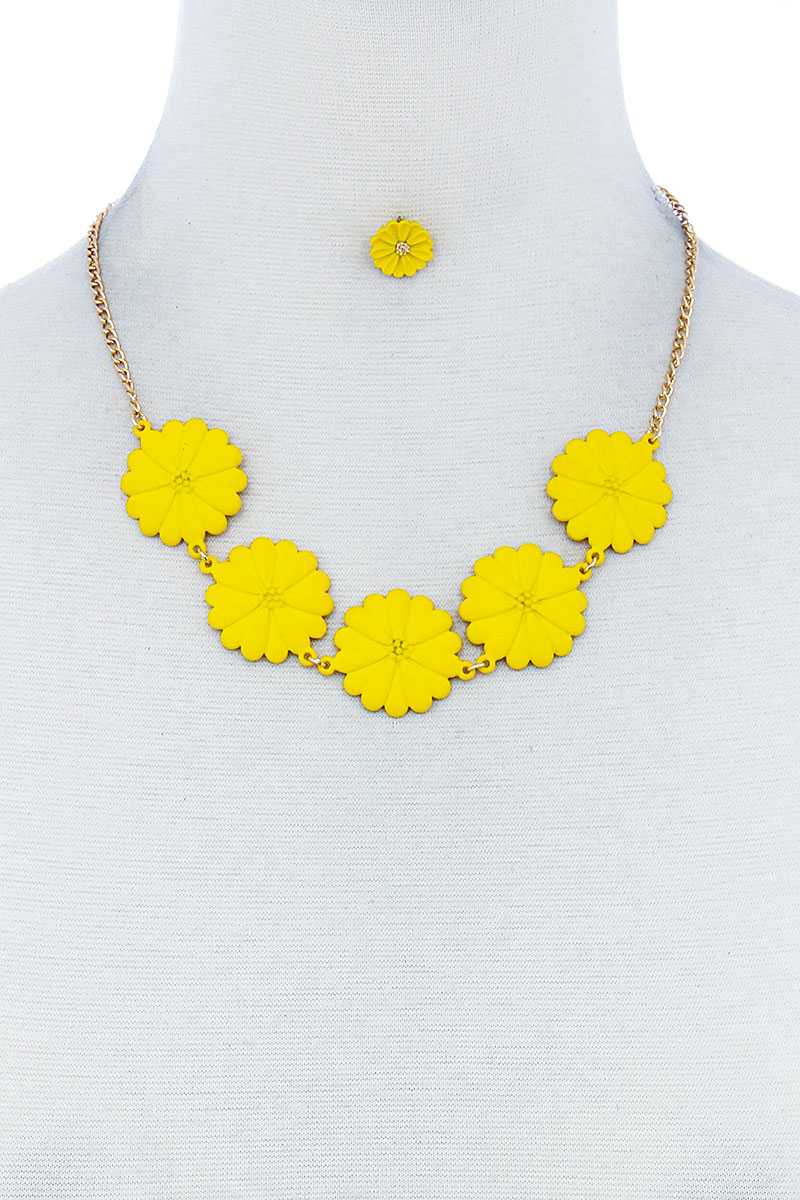 Fashion Cute Multi Tender Flower Necklace And Earring Set