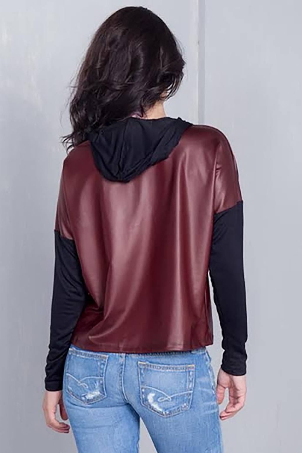 Burgundy & Black "j'adore" Silver Graphic Hoodie Top