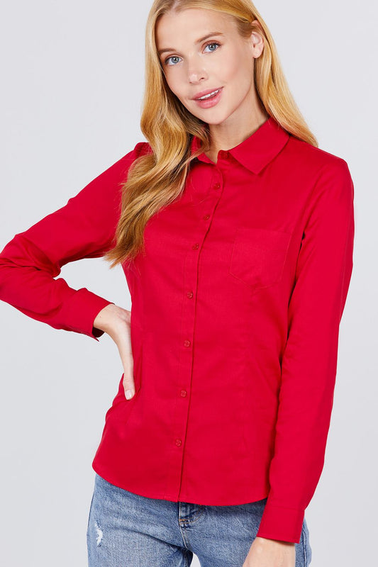 Red Button Down Woven Shirts