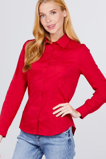 Red Button Down Woven Shirts