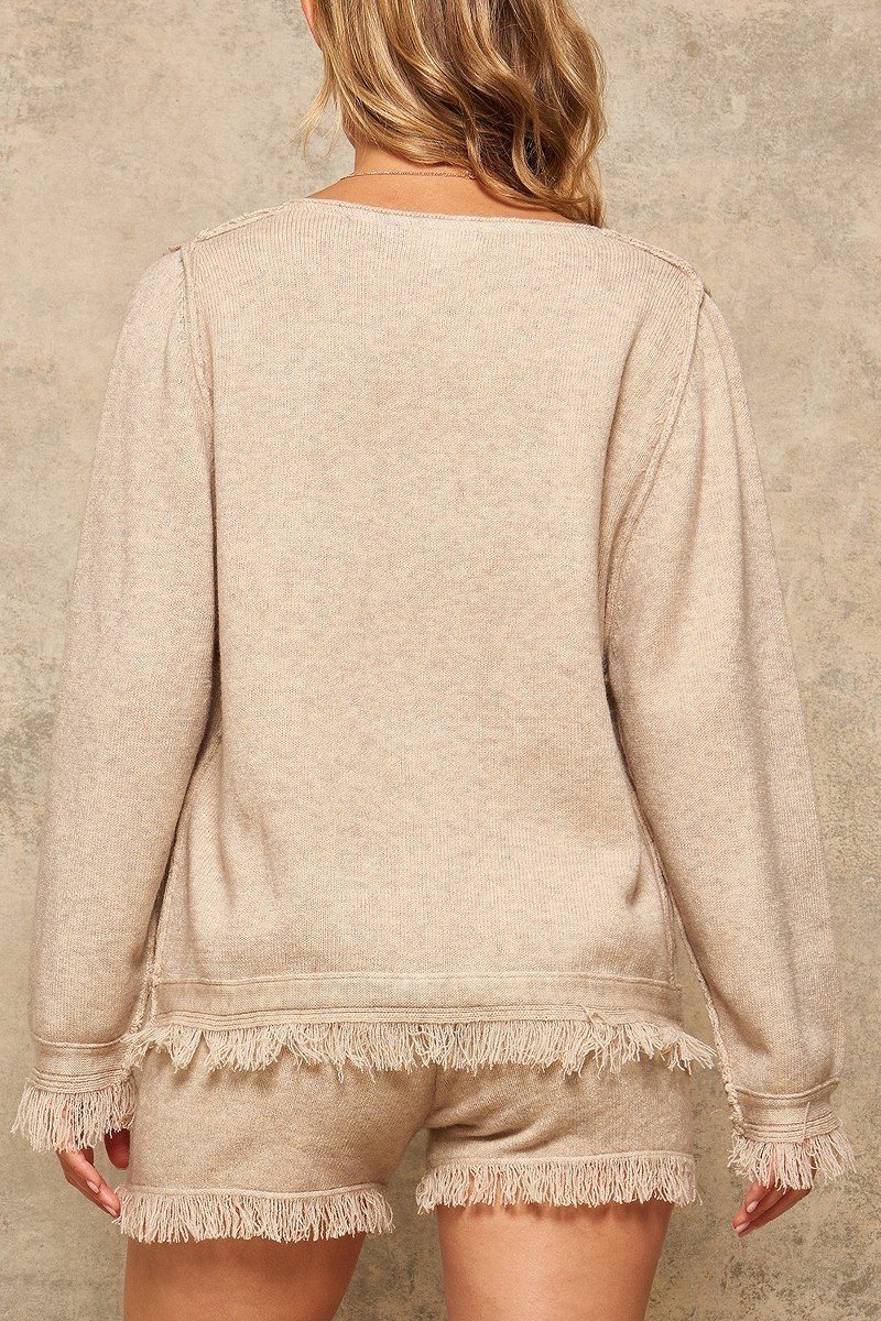 Light Tan Solid Knit Sweater