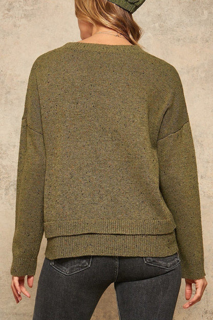 Dark Green Multicolor Knit Sweater