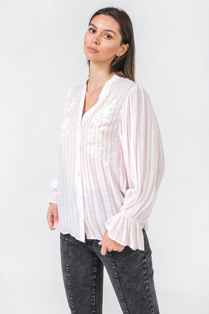 White Floral Eyelet And Solid Mixed Top