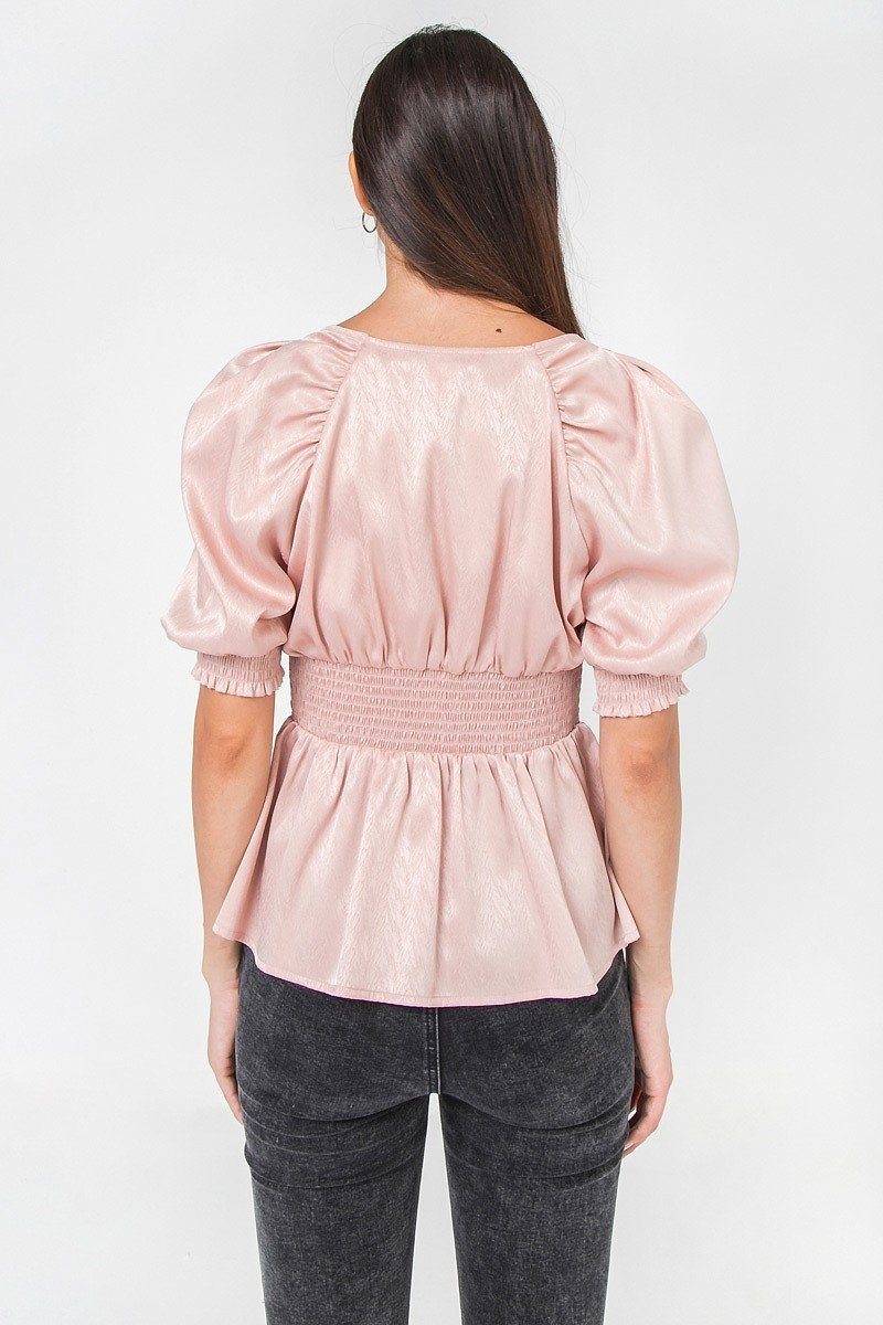 Soft Pink Solid Sateen Top