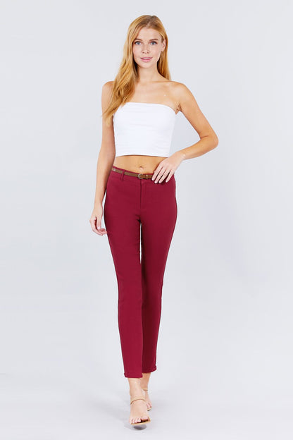 Red Textured Long Pants