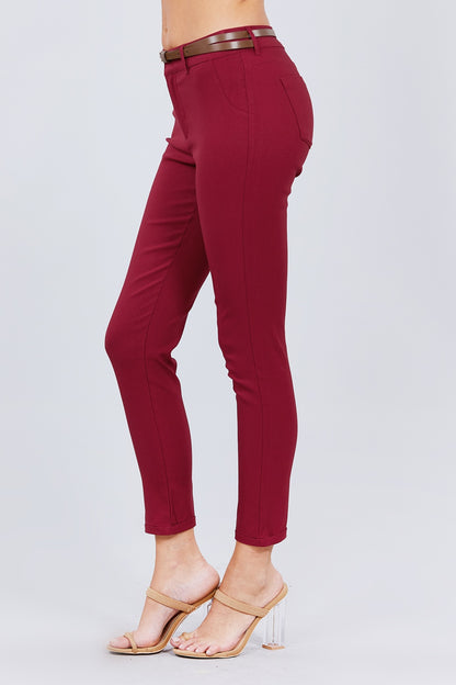 Red Textured Long Pants