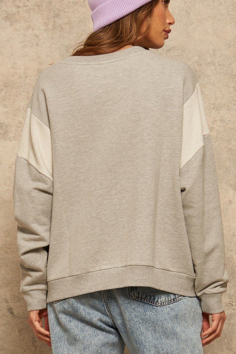 Multi-Light Gray French Terry Knit Graphic Sweatshirt