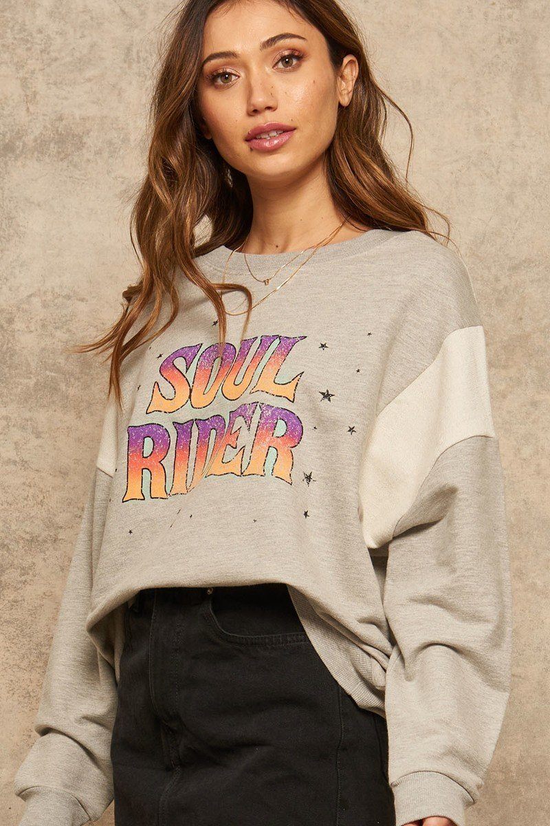 Ivory French Terry Knit Graphic Sweatshirt