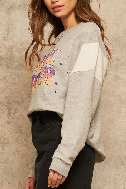 Ivory French Terry Knit Graphic Sweatshirt