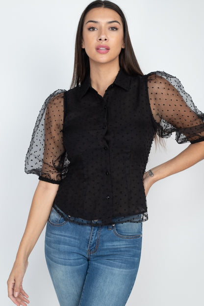 Black Dot Print Top