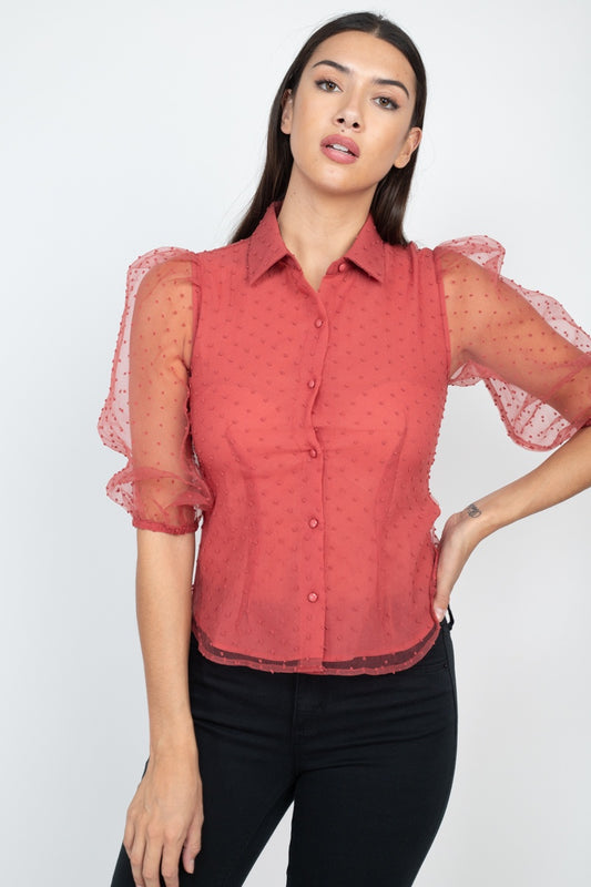Pink Dot Print Top