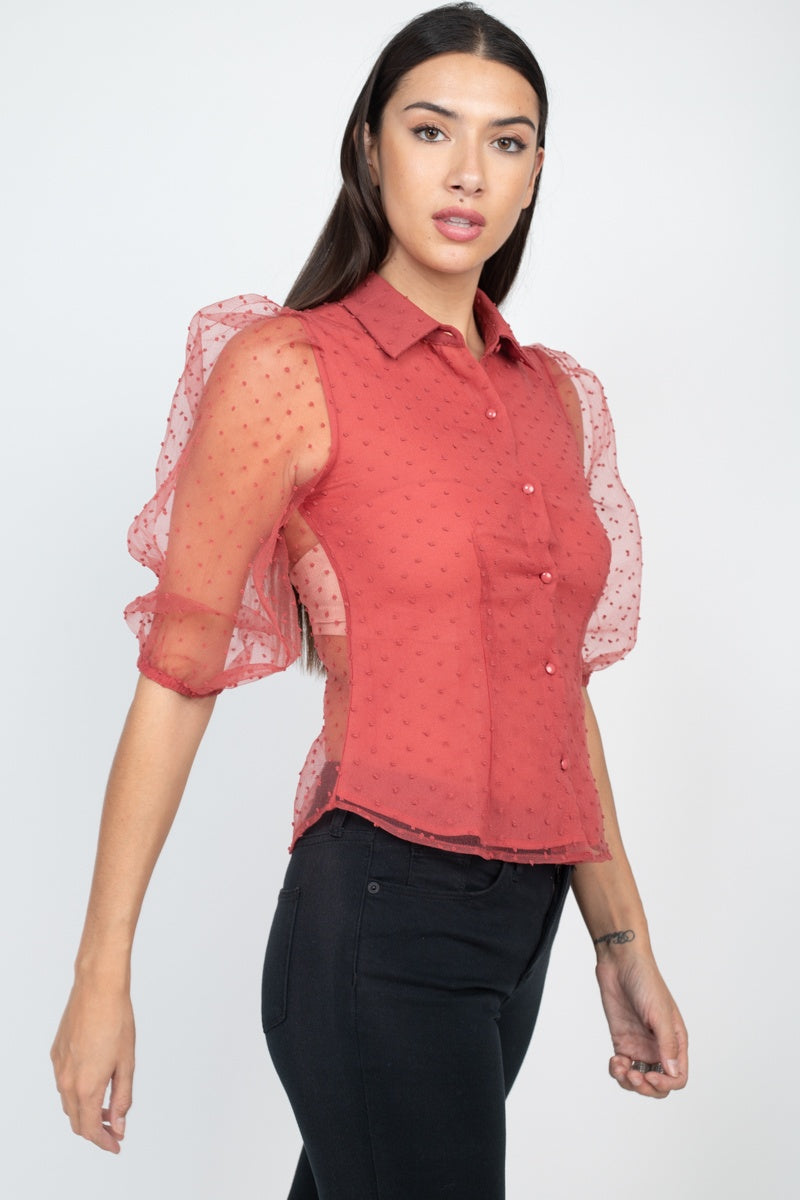 Pink Dot Print Top