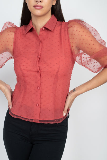 Pink Dot Print Top