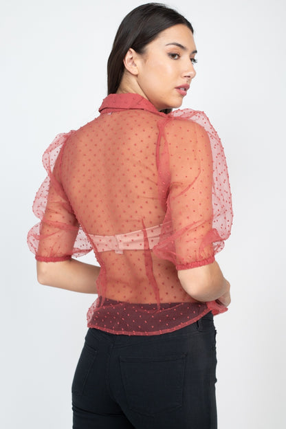 Pink Dot Print Top