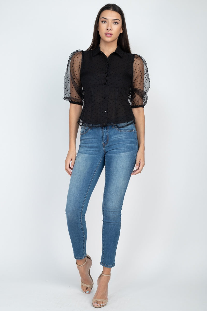 Black Dot Print Top