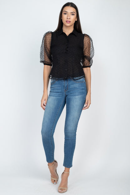 Black Dot Print Top