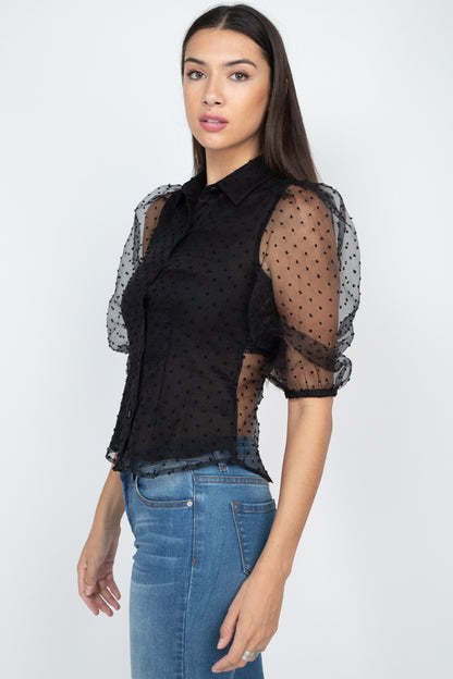 Black Dot Print Top