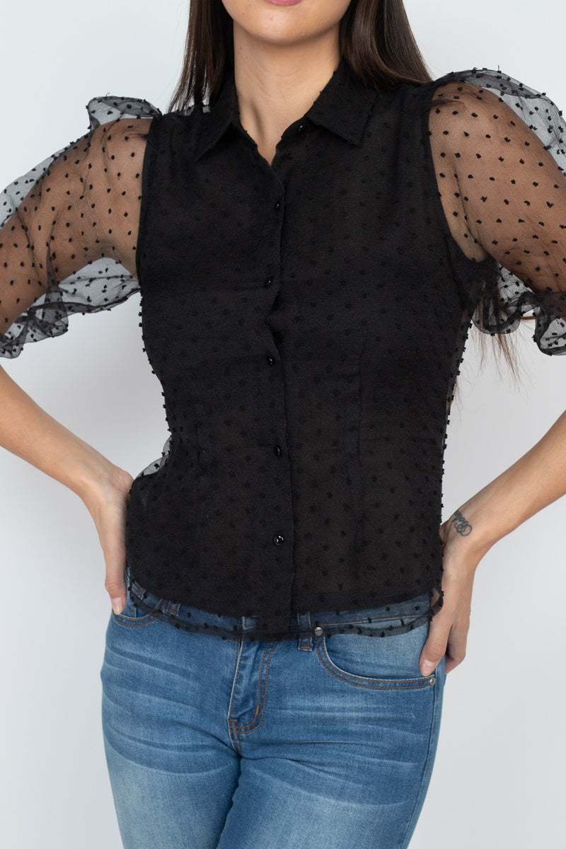 Black Dot Print Top