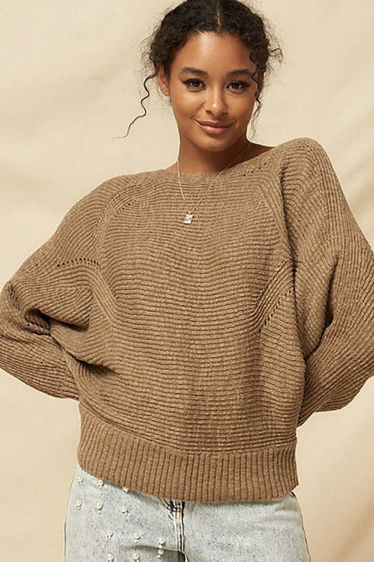 Tan Ribbed Knit Sweater