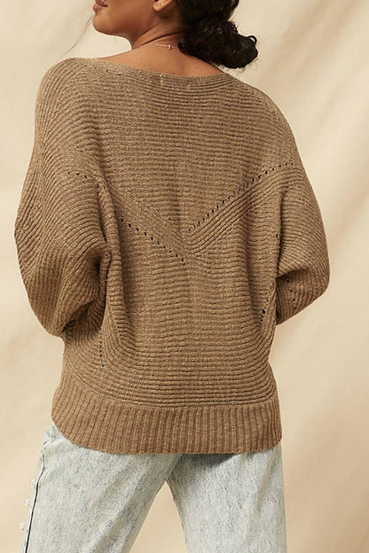 Tan Ribbed Knit Sweater