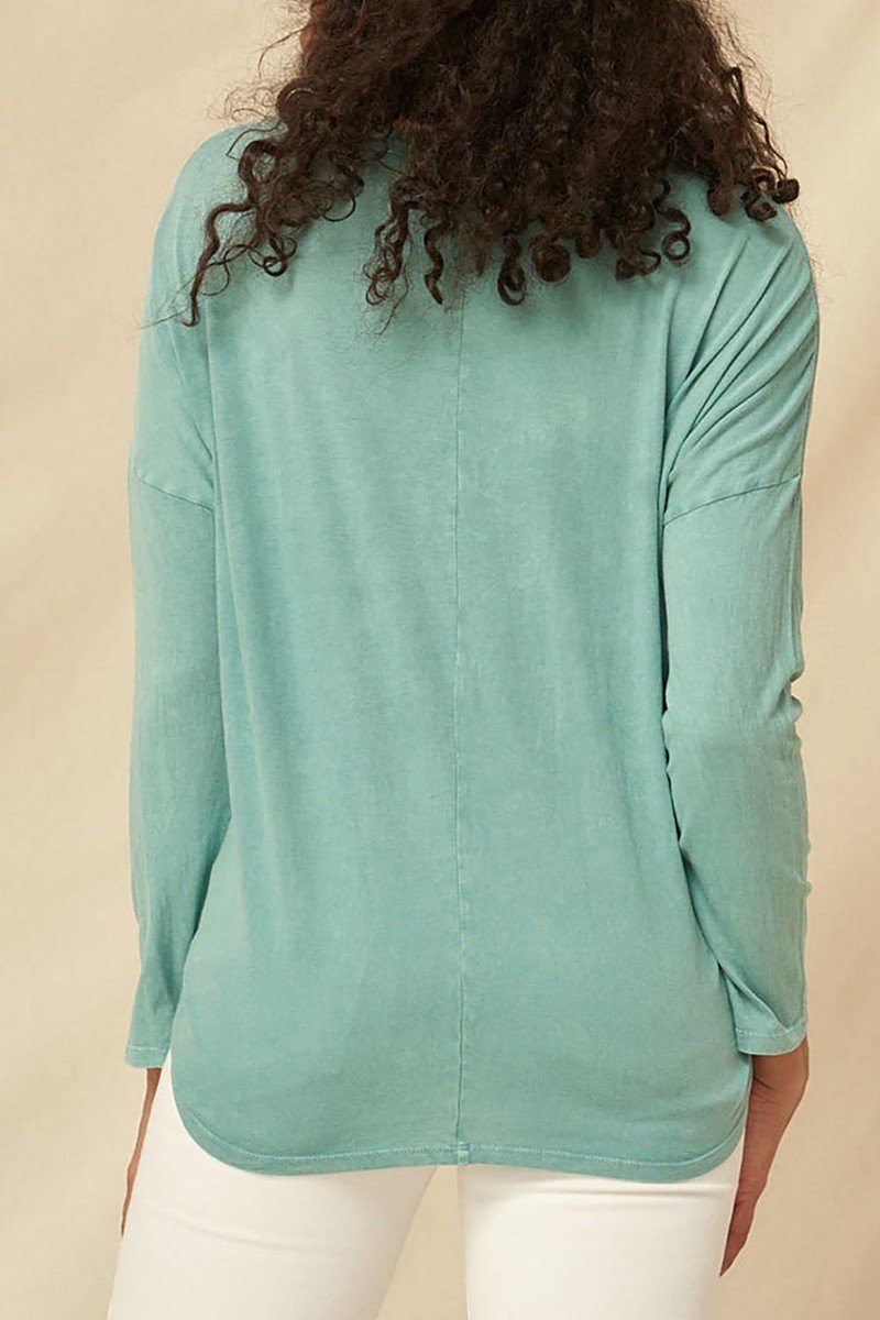Mint Green Mineral Washed Knit Top