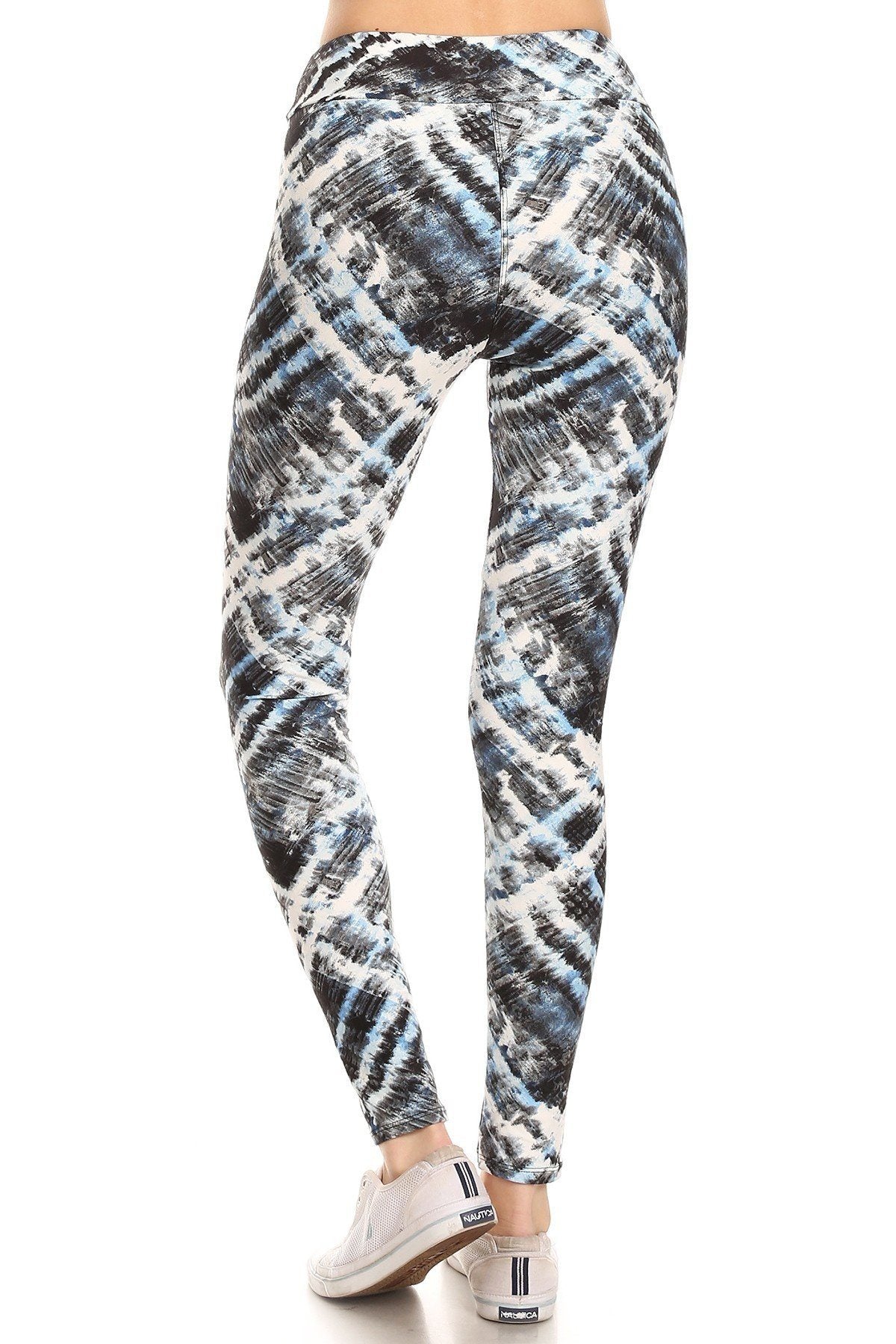 Yoga Style Banded Lined Tie Dye Printed Knit Legging With High Waist